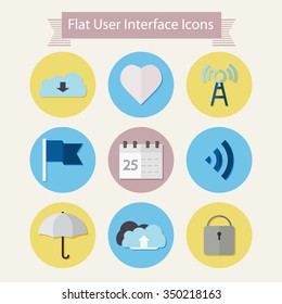 Flat modern icons for user interface 1