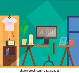 Flache moderne Illustration über Fernarbeit, Heimstätte für Arbeit