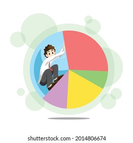 una ilustración plana y moderna de una persona que cambia el valor de un gráfico circular, para aquellos de ustedes que necesitan una imagen de una acción para cambiar un valor o sobre el máximo esfuerzo