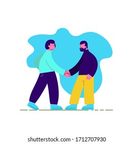 Ilustración plana y moderna de dos personas que dan la mano