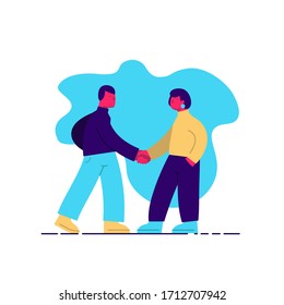 Flat, modern illustration of two persons shaking hands