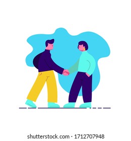 Flat, modern illustration of two persons shaking hands