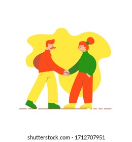 Ilustración plana y moderna de dos personas que dan la mano