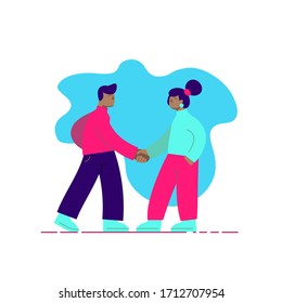 Flat, modern illustration of two persons shaking hands