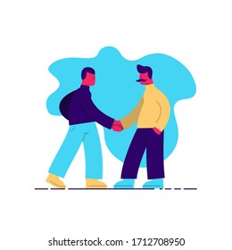 Flat, modern illustration of two persons shaking hands