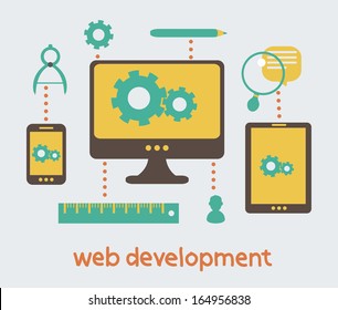 Flat modern illustration, web design development, vector 