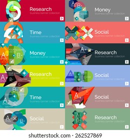 Flaches modernes Infobanner mit geometrischem abstraktem Diagramm