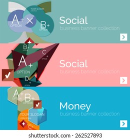 Banner plano de información moderna con diagrama abstracto geométrico