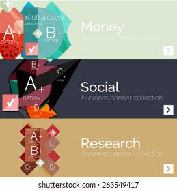 Flaches modernes Infobanner mit geometrischem abstraktem Diagramm