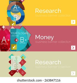 Flat modern info banner set with geometric abstract diagram