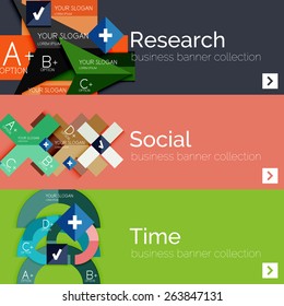 Banner plano de información moderna con diagrama abstracto geométrico