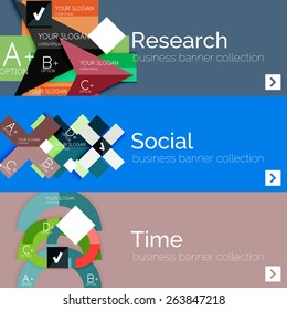 Banner plano de información moderna con diagrama abstracto geométrico