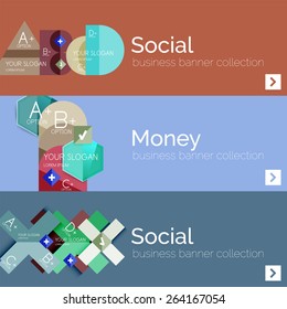 Banner plano de información moderna con diagrama abstracto geométrico