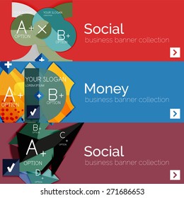 Flaches modernes Infobanner mit geometrischem abstraktem Diagramm
