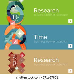 Flat modern info banner set with geometric abstract diagram