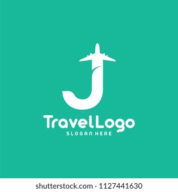 Flat Modern J Initial Travel logo designs concept vector