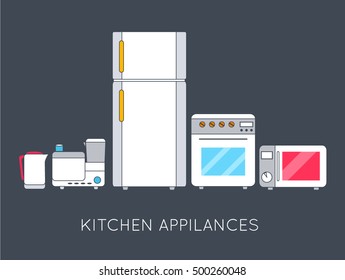 Flat modern kitchen appliances background concept. Vector illustration design