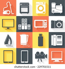 Flat modern kitchen appliances set icons concept. Vector illustration design for web and mobile template