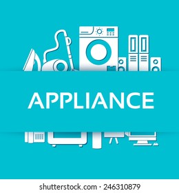 Flat modern kitchen appliances set icons concept. Vector illustration design for web and mobile