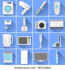 Flat modern kitchen appliances set icons concept. Vector illustration design