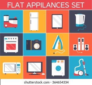 Flat modern kitchen appliances set icons concept. Vector illustration design. Template for website and mobile appliance