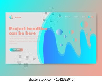 Flat modern landing page design template with soft trendy color, 10eps