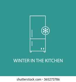 Flat modern logo single-door refrigerator. Clean and simple shortcut to the company store. Vector illustration