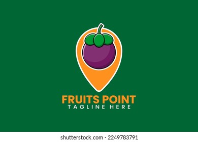 Flat modern mangosteen pin point logo template vector illustration