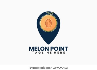 Flaches, modernes Melon-Pin-Logo-Vorlage Vektorgrafik