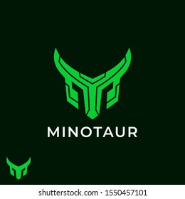 flat modern Minotaur bull initial M monogram logo design inspiration
