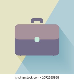 flat modern pastel colored portfolio briefcase icon with shadow on yellow and blue background