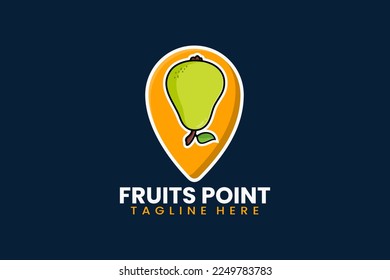 Flat modern pear pin point logo template vector illustration
