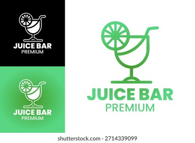 Un moderno logotipo plano de la barra de jugo premium adecuado para cafés contemporáneos y etiquetas de bebidas.