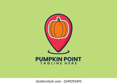 Flat modern pumpkin pin point logo template vector illustration