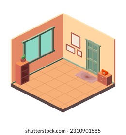 flat modern room with an isometric design