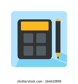 Flat modern school math or economy icon design - calculator and pencil