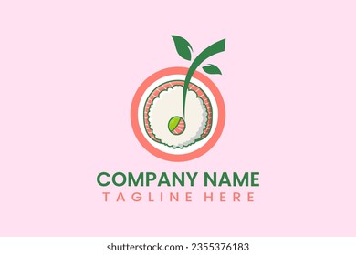 Flat modern simple fruit sushi icon symbol logo template vector design illustration