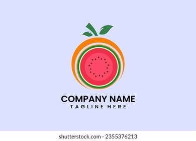 Flaches, modernes, einfaches Fruchtwassermelone Symbol Symbol Logo Vorlage Vektorgrafik