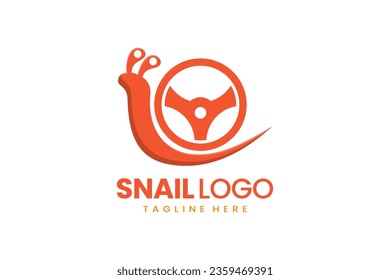 Flat modern simple logo snail driver logo template icon symbol vector design illustration