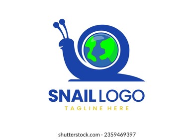 Flat modern simple logo snail earth logo template icon symbol vector design illustration