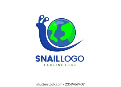 Flat modern simple logo snail earth logo template icon symbol vector design illustration