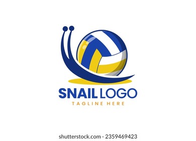 Símbolo del logotipo sencillo y plano del logotipo de bola de voley caracol símbolo de diseño vectorial ilustración