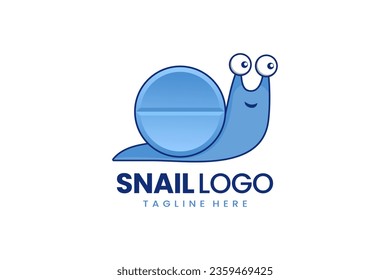 Flat modern simple logo snail medicine logo template icon symbol vector design illustration