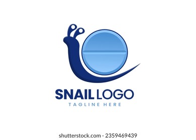 Flat modern simple logo snail medicine logo template icon symbol vector design illustration