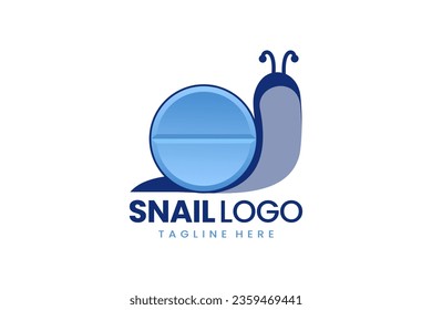 Flat modern simple logo snail medicine logo template icon symbol vector design illustration