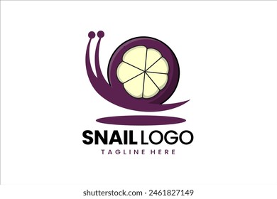 Flat modern simple mangosteen snail logo template icon symbol vector design illustration