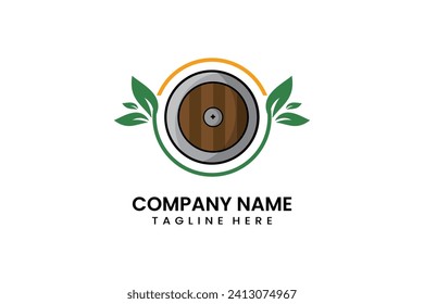 Flat modern simple nature shield logo icon template vector design illustration