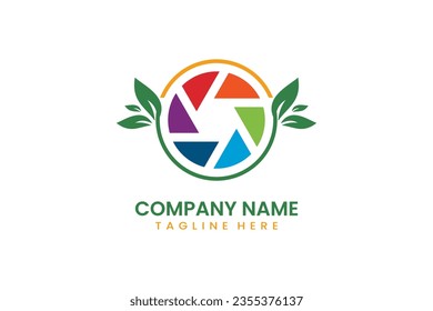 Flat modern simple nature shutter camera logo icon template vector design illustration