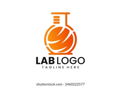 Flat modern simple orange liquid laboratory logo template icon symbol vector design illustration