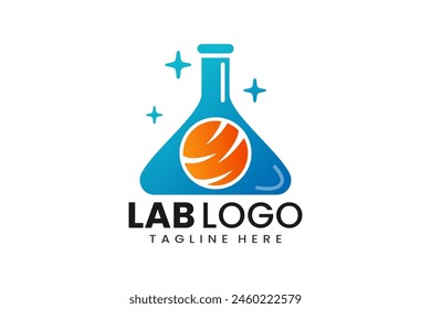 Flat modern simple orange liquid laboratory logo template icon symbol vector design illustration
